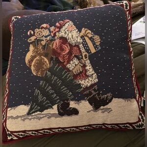 Gorgeous Vintage Christmas Tapestry Pillow made by Riverdale